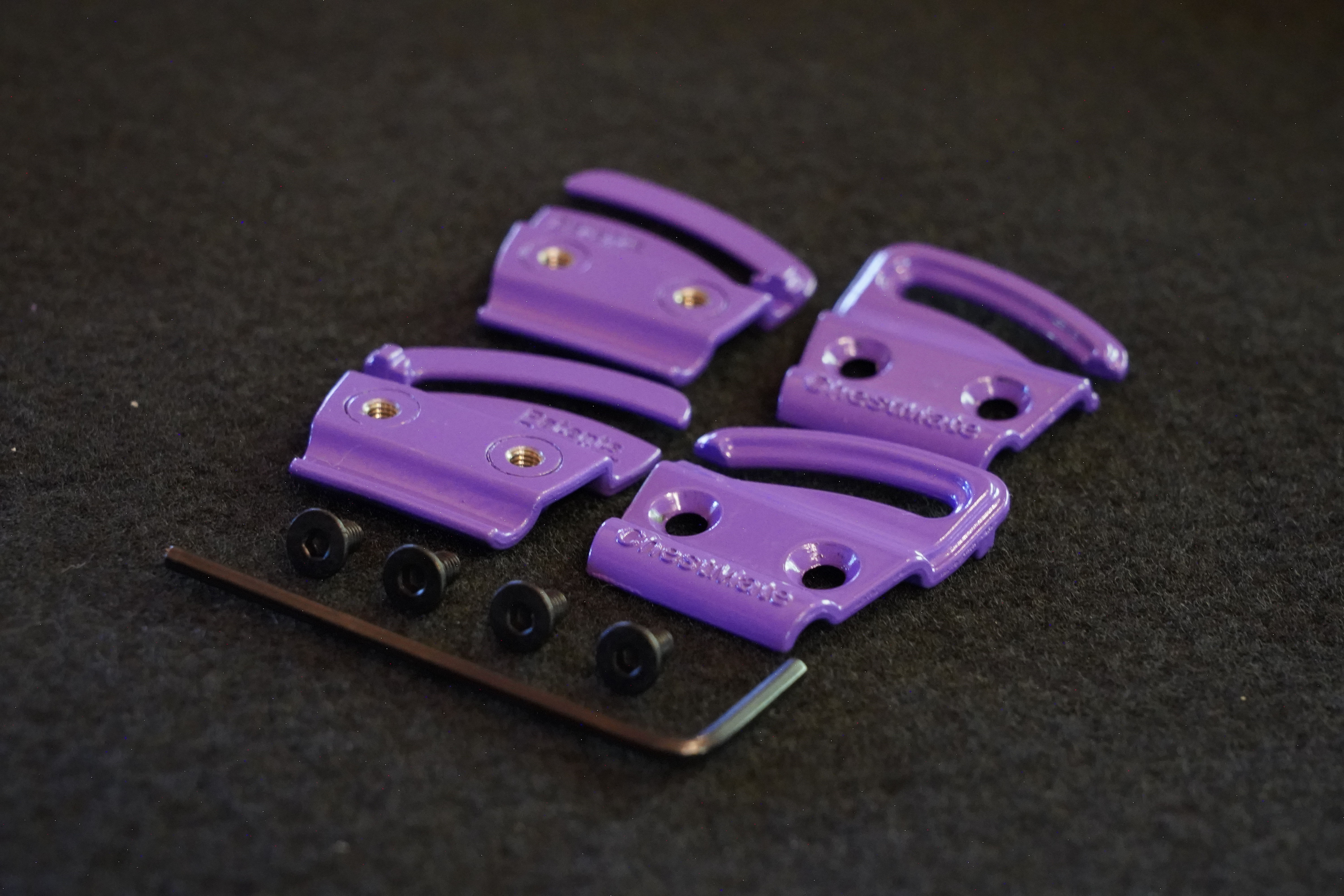 A full ChestMate set in purple powder-coat with stainless hardware and install key