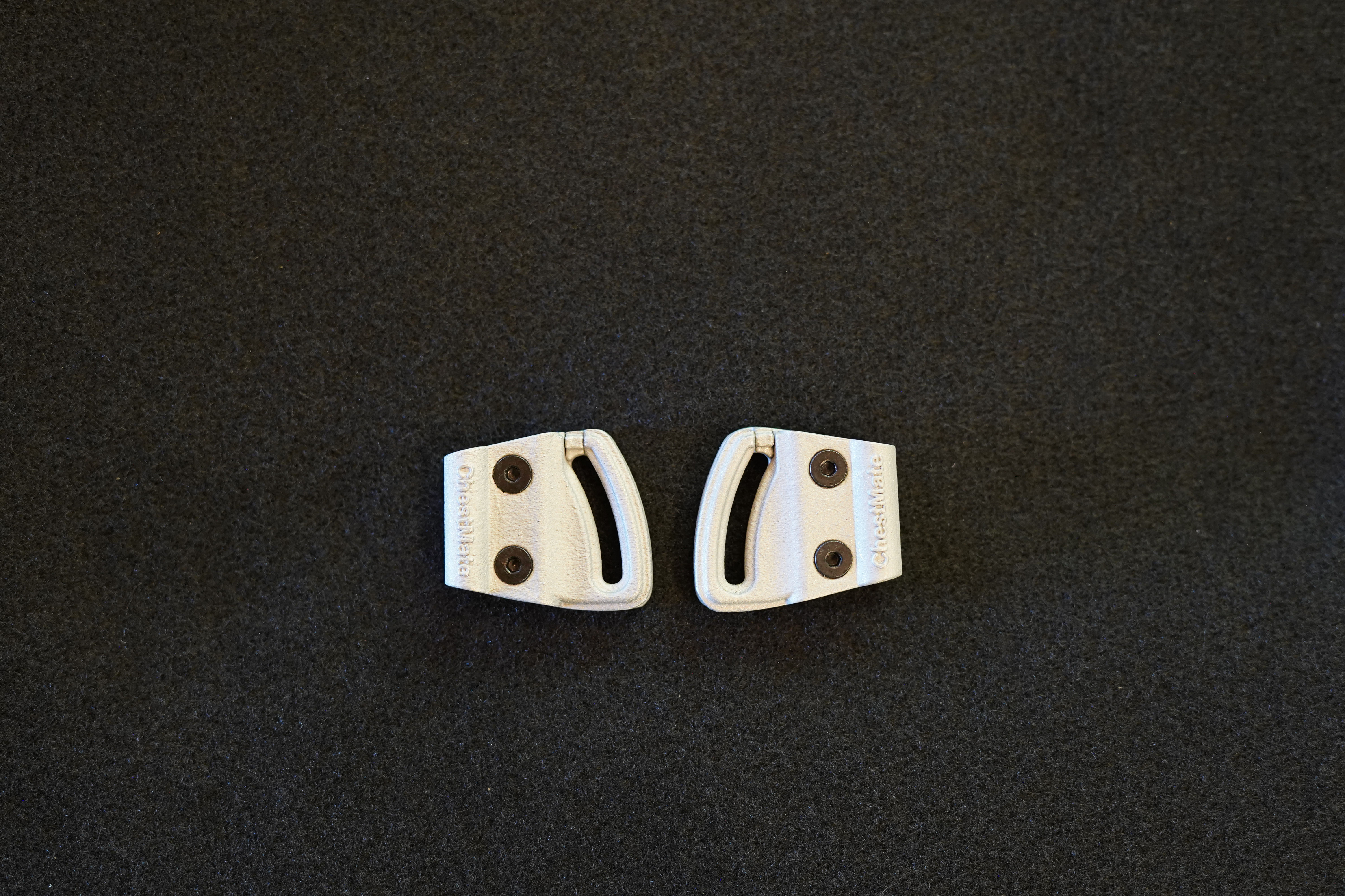 ChestMate slider pair in raw aluminum finish